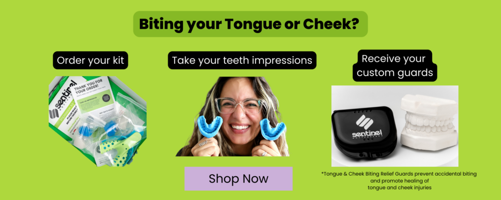 relieve your tongue & cheek biting in 3 easy steps graphic