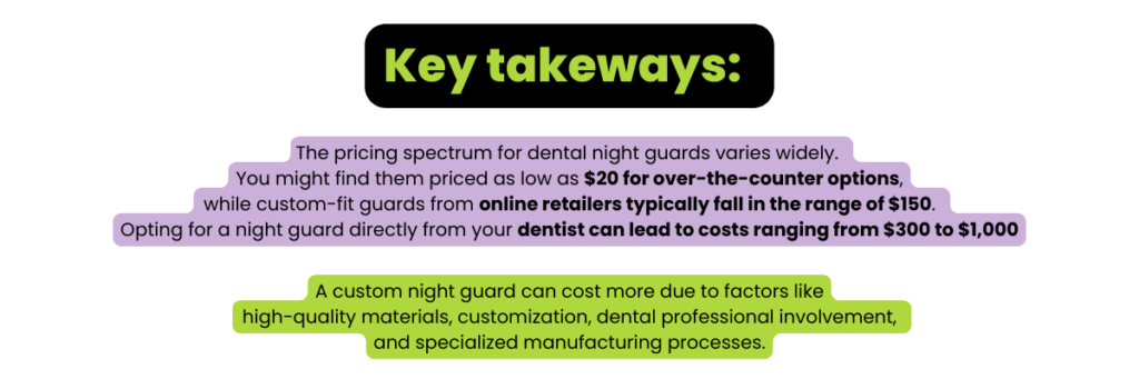 main points of article including dental night guard cost and reasons why